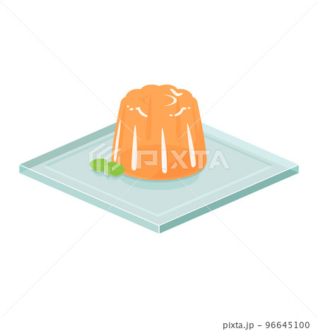 ガラスのプレートに乗ったグリーンのゼリーのイラスト 96645100