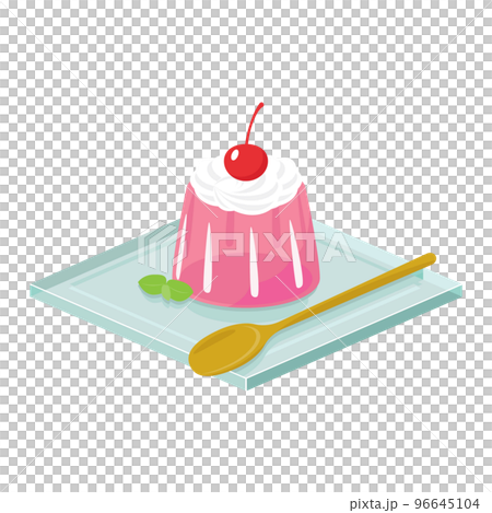 Illustration of pink jelly on a plate 96645104