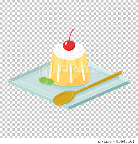 Illustration of yellow jelly on a glass plate 96645161