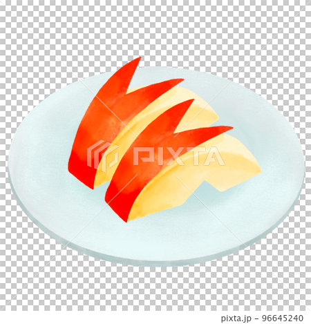 蘋果剪成兔子形狀的插畫 蘋果剪成兔子形狀的插畫 96645240