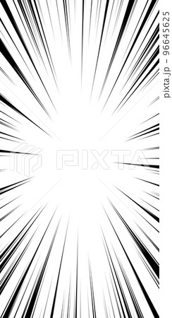 細めのモノクロの集中線背景素材、コミック風の効果線(縦長) 細めのモノクロの集中線背景素材、コミック風の効果線(縦長) 96645625