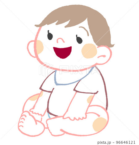 お座りする赤ちゃん(笑顔) お座りする赤ちゃん(笑顔) 96646121