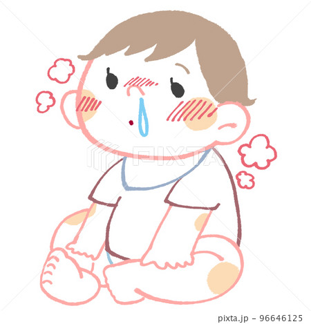 お座りしている赤ちゃん(風邪) お座りしている赤ちゃん(風邪) 96646125