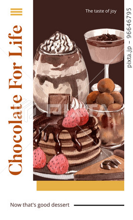 Instagram story template with chocolate dessert concept,watercolor style 96646795
