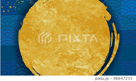 正月のデザイン素材。金色の金箔をあしらった、和柄のテンプレート。わびさびを感じる背景。 96647235