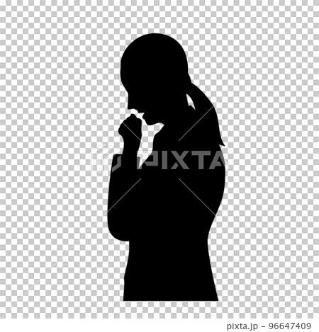咳き込むビジネスウーマンのシルエットイラスト 咳き込むビジネスウーマンのシルエットイラスト 96647409