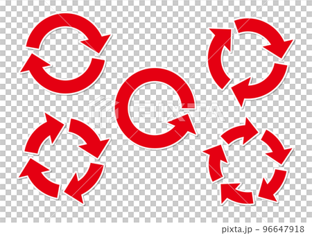 サイクル矢印　赤　ステッカー 96647918