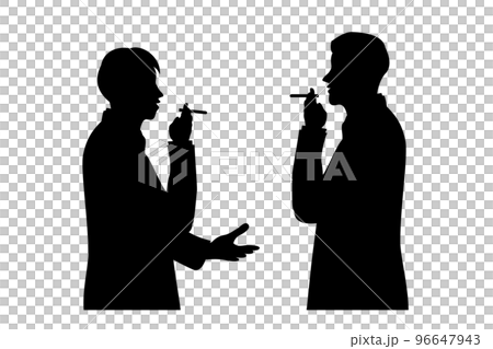 Office worker silhouette illustration during a cigarette break Office worker silhouette illustration during a cigarette break 96647943