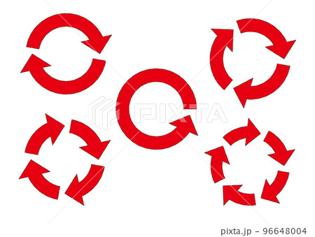 サイクル矢印　赤　フチあり 96648004