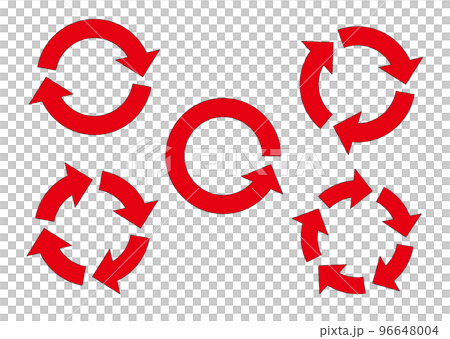 サイクル矢印　赤　フチあり 96648004