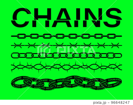 Set of seamless chains patterns. 3D trendy art chains for merch 96648247