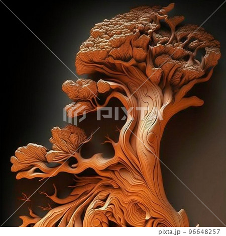 a mock-up of a tree carved out of wood a mock-up of a tree carved out of wood 96648257