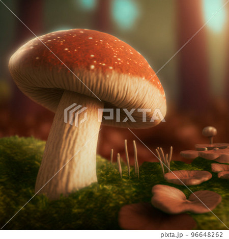 mushrooms in the forest under the sunlight mushrooms in the forest under the sunlight 96648262