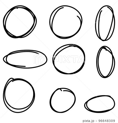 Hand drawn cartoon circle line vector illustration doodle sketch style for concept design. 96648309