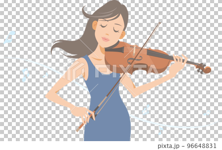 在白色背景上演奏的女小提琴手 96648831