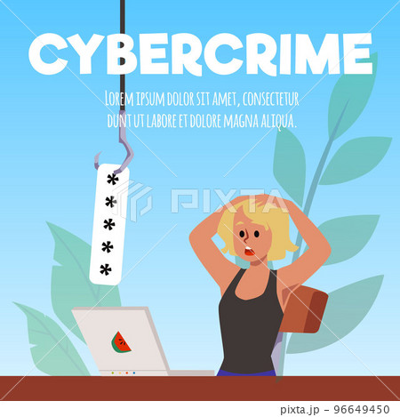 Squared banner about cybercrime flat style, vector illustration Squared banner about cybercrime flat style, vector illustration 96649450