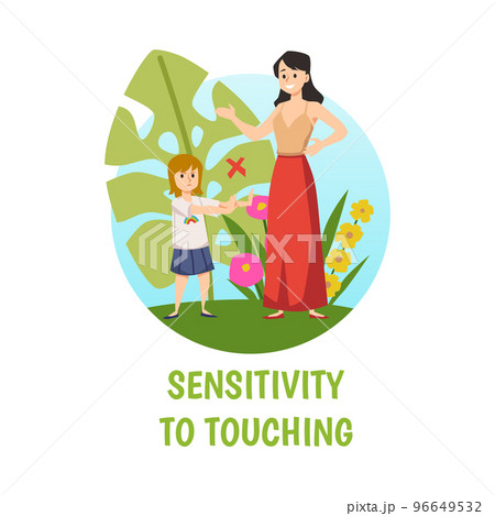 Sensitivity to touching autism infographic flat vector illustration isolated. 96649532