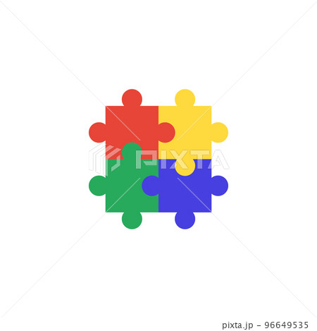 Colorful connected puzzle pieces flat style, vector illustration 96649535