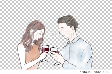 ワインで乾杯するカップル 96649990