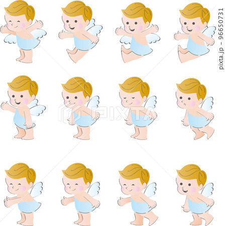 かわいい赤ちゃん天使 イラスト素材セットのイラスト素材