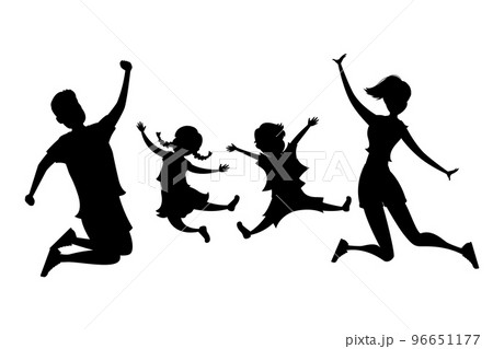 Jumping family silhouette Jumping family silhouette 96651177