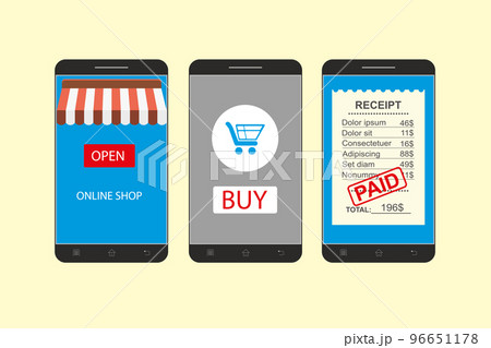 mobile shopping button, flat design. mobile shopping button, flat design. 96651178