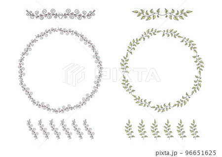 Cute Doodle circle floral frames and dividers, 96651625