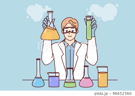 Male researcher make experiments in lab  96652360