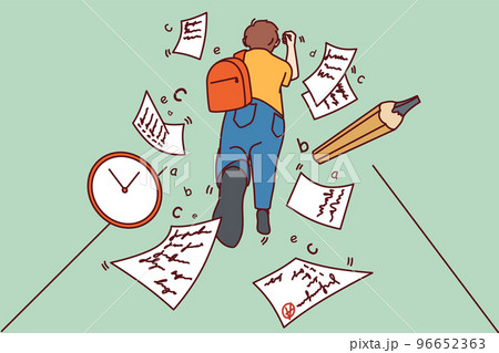 Child rush in school being late for classes 96652363