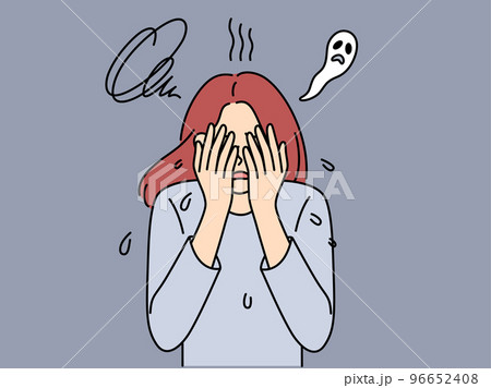 Unhappy woman suffer from fear 96652408