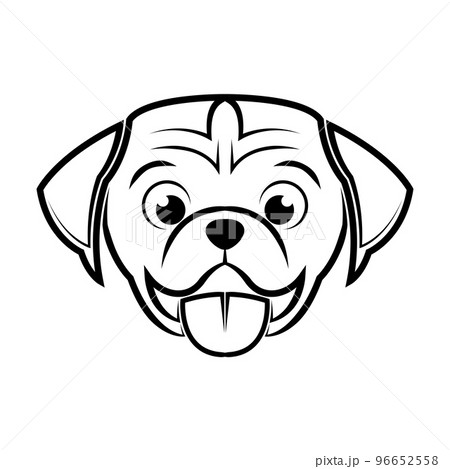Black and white line art of dog head. Good use for symbol, mascot, icon, avatar, tattoo, T Shirt design, logo or any design 96652558