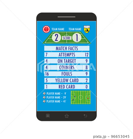 Soccer or football application on smartphone screen,cartoon vector illustration Soccer or football application on smartphone screen,cartoon vector illustration 96653045