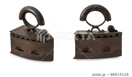 antique cast iron iron isolated on white background 96654316