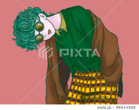 お洒落な男の子 ピンク背景 お洒落な男の子 ピンク背景 96654988