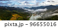 High angle panorama taken by drone. View of Bo Kluea District, Nan Province. Morning fog in a beautiful valley. 96655016
