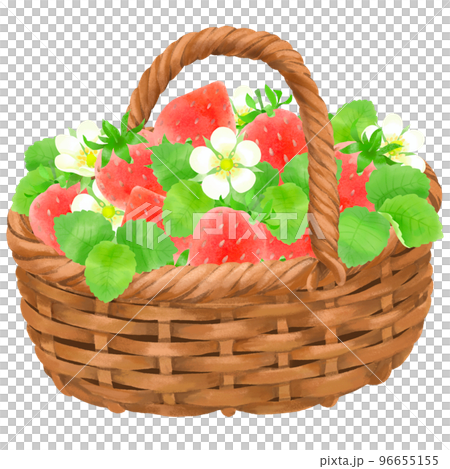 裝滿草莓的籃子的插圖 96655155