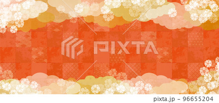 おしゃれなお正月　和紙柄　背景イラスト 96655204