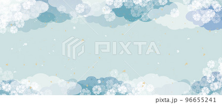 和風柄　優しい水色　イラスト背景 96655241