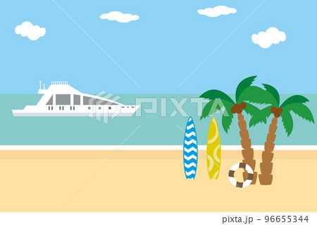 Cartoon tropical beach, 96655344