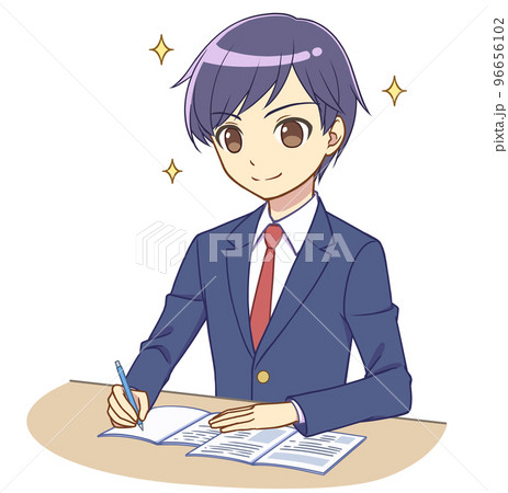 勉強するブレザーの男の子　集中 96656102