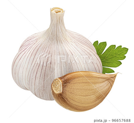 Garlic isolated on white background with clipping path 96657688
