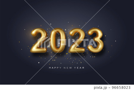 Happy new year 2023 banner. Golden Vector luxury text 2023 Happy new year. Gold Festive Numbers Happy new year 2023 banner. Golden Vector luxury text 2023 Happy new year. Gold Festive Numbers 96658023