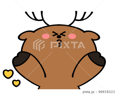 チュウをするゆるトナカイのイラスト素材 96658322