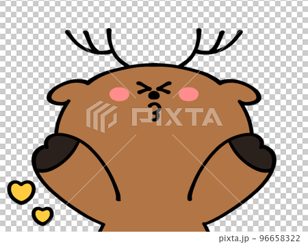 チュウをするゆるトナカイのイラスト素材 96658322