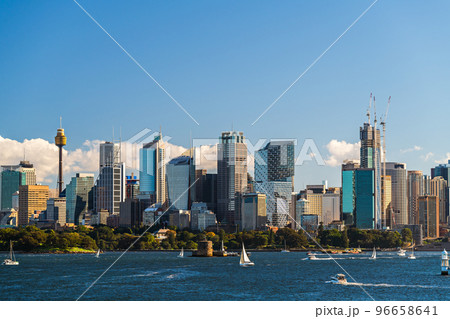 Beautiful panorama of Sydney city skyline viewed across the harbour 96658641