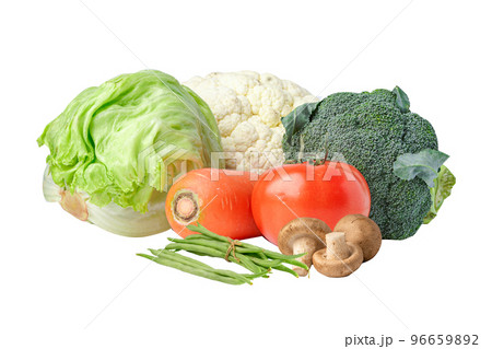 Fresh vegetables isolated on white background, healthy nutrition food. Fresh vegetables isolated on white background, healthy nutrition food. 96659892