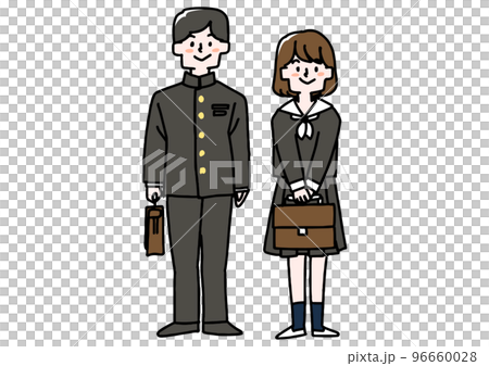 學校裡的男孩和女孩穿著水手服 學校裡的男孩和女孩穿著水手服 96660028