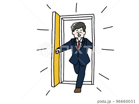 勢いよくドアを開けて入ってくる男性 96660031