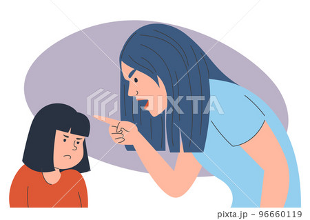 Mother screaming at daughter. Aggressive parent 96660119