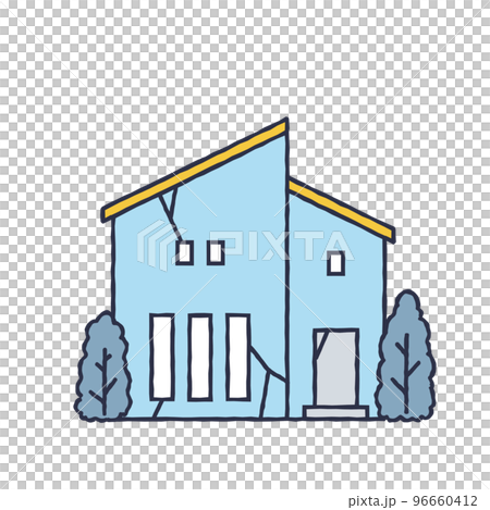 老朽化したシンプルな一軒家のイラスト 96660412